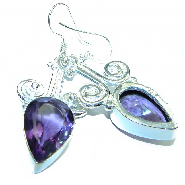 Bohemian Style Lavender Fields 14.2 carat Amethyst .925 Sterling Silver handcrafted Statement earrings