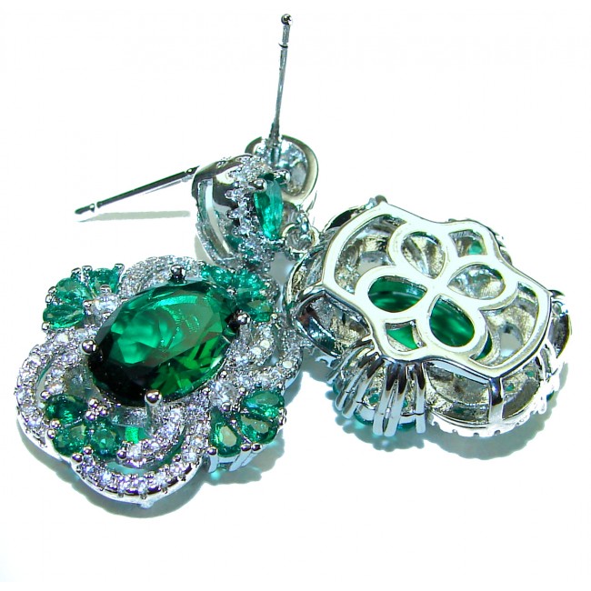 Very Unique 8.6 carat Chrome Diopside Rhodium over .925 Sterling Silver handcrafted earrings