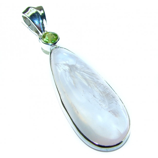 Brazilian Beauty best quality 32.5 carat Rose Quartz .925 Sterling Silver handmade Pendant - photo 4