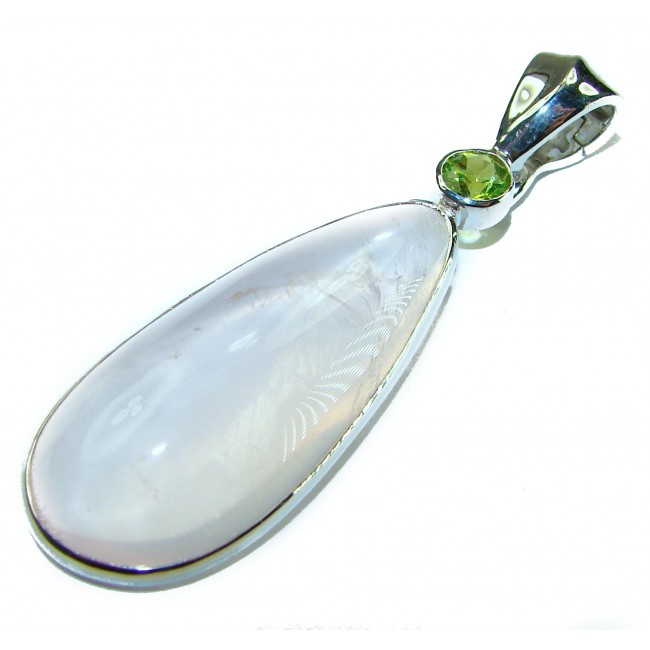 Brazilian Beauty best quality 32.5 carat Rose Quartz .925 Sterling Silver handmade Pendant - photo 3