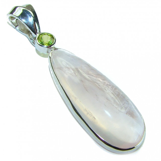 Brazilian Beauty best quality 32.5 carat Rose Quartz .925 Sterling Silver handmade Pendant - photo 2