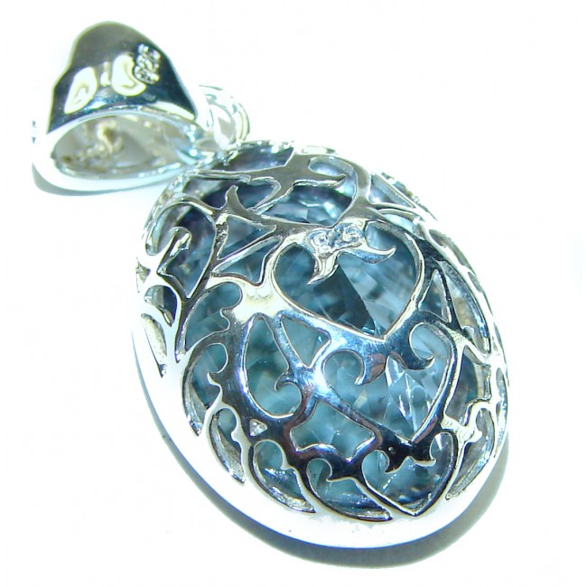 Spectacular 11.2 carat oval cut Mystic Topaz .925 Sterling Silver handcrafted Pendant - photo 1