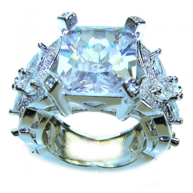 Extravaganza 19.9 carat White Topaz .925 Sterling Silver handcrafted OVERSIZED Statement ring size 6 3/4