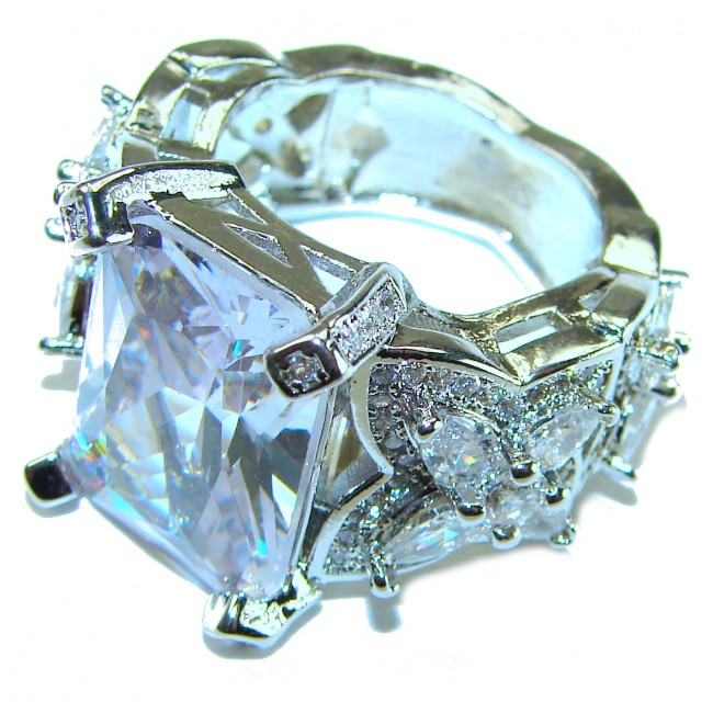 Extravaganza 19.9 carat White Topaz .925 Sterling Silver handcrafted OVERSIZED Statement ring size 6 3/4