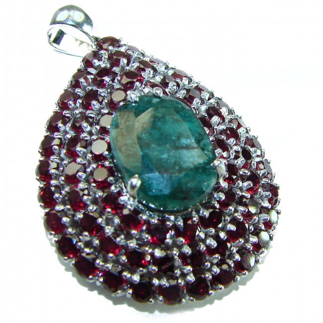 Deluxe 10.2 carat Grandidierite Garnet .925 Sterling Silver handmade Pendant
