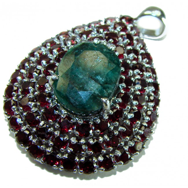 Deluxe 10.2 carat Grandidierite Garnet .925 Sterling Silver handmade Pendant
