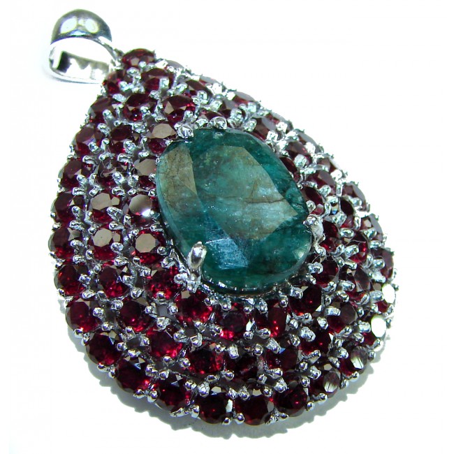 Deluxe 10.2 carat Grandidierite Garnet .925 Sterling Silver handmade Pendant