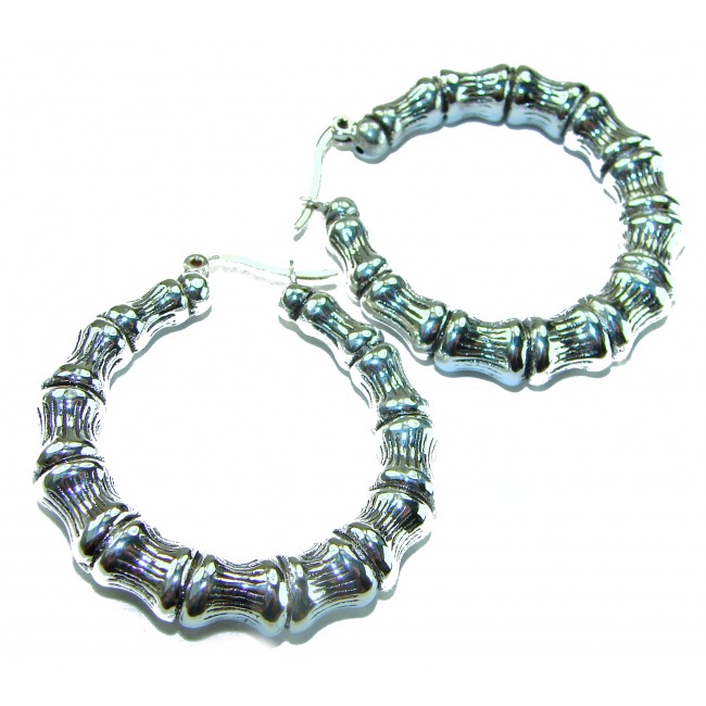 Huge - Bamboo Tree design .925 Sterling Silver handmade Bali made Earrings