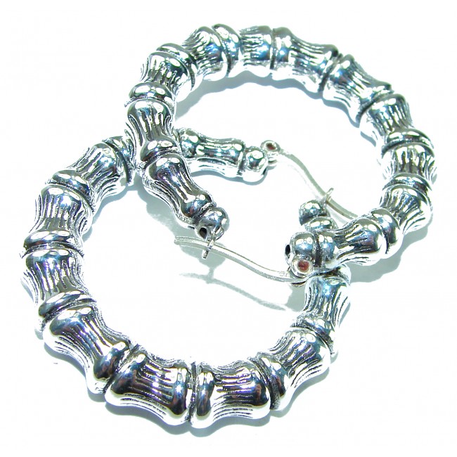 Huge - Bamboo Tree design .925 Sterling Silver handmade Bali made Earrings