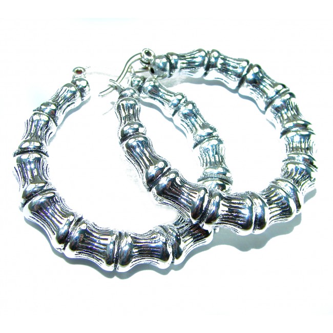 Huge - Bamboo Tree design .925 Sterling Silver handmade Bali made Earrings