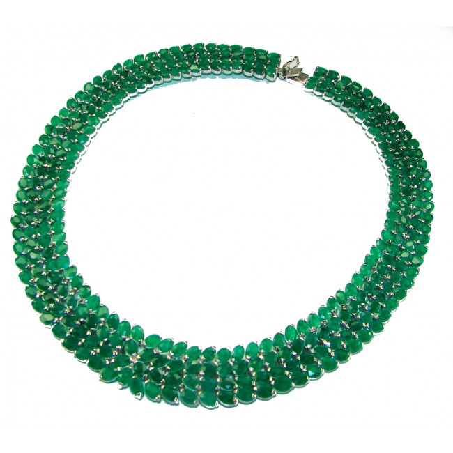 Isabella - Beauty of Nature- authentic 355.5 carat Colombian Emerald .925 Sterling Silver handmade Statement necklace