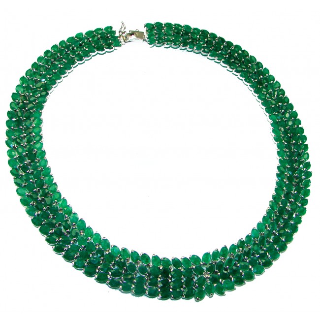 Isabella - Beauty of Nature- authentic 355.5 carat Colombian Emerald .925 Sterling Silver handmade Statement necklace