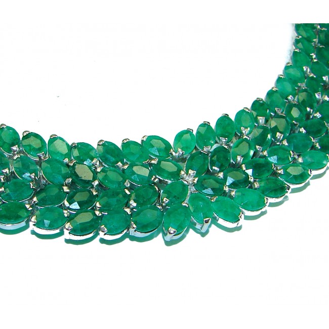 Isabella - Beauty of Nature- authentic 355.5 carat Colombian Emerald .925 Sterling Silver handmade Statement necklace