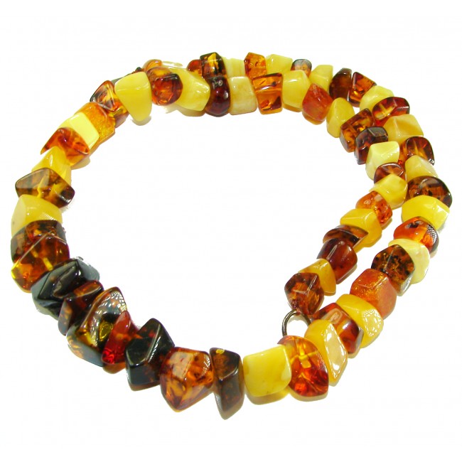 Dazzling vintage natural Baltic Amber butterscotch .925 Sterling Silver handcrafted Large necklace - photo 2