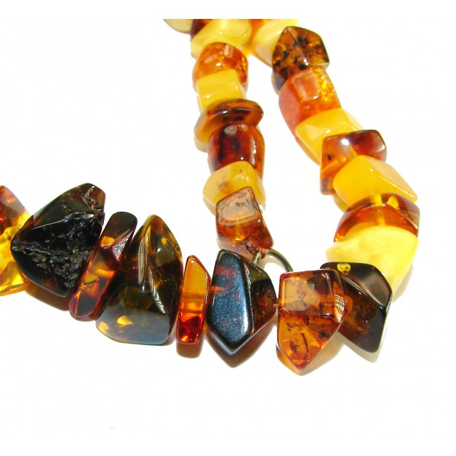 Dazzling vintage natural Baltic Amber butterscotch .925 Sterling Silver handcrafted Large necklace - photo 1