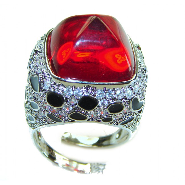 Wild at Heart authentic 11.5 carat Red Topaz .925 Silver handcrafted Statement Ring s. 7 - photo 2