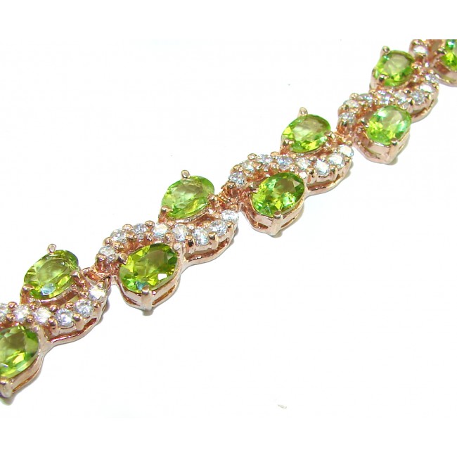 Great Masterpiece 61.2 carat genuine Peridot from Arizona 18k Gold over .925 Sterling Silver handmade Statement Bracelet