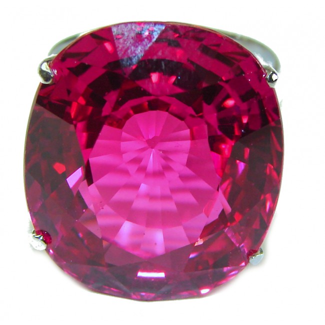 Incredible 28.5 carat Raspberry Topaz .925 Sterling Silver Handcrafted Large Ring size 7 3/4