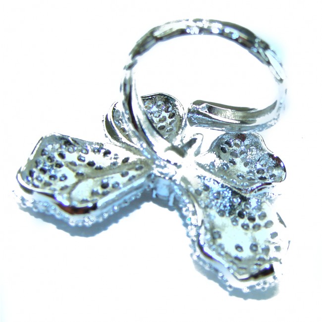 Born to Glam - Large White Butterfly- authentic 11.5 carat White Topaz RHODIUM OVER .925 Silver handcrafted Ring s. 7 - photo 3