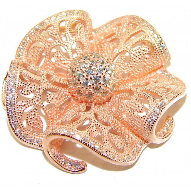 Pure Beauty - Vintage style- genuine 0.7 lab grown Diamond 18K Rose Gold over .925 Sterling Silver handmade Pendant - photo 3