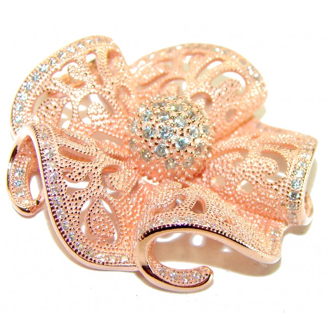 Pure Beauty - Vintage style- genuine 0.7 lab grown Diamond 18K Rose Gold over .925 Sterling Silver handmade Pendant - photo 2