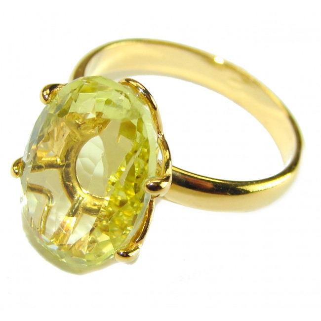 Splendid 6.5 carat genuine Citrine 18K Gold over .925 Sterling Silver Handcrafted Statement Ring s. 9