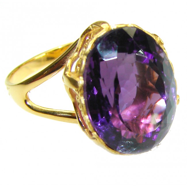 Dramatic design 8.8 carat AUTHENTIC Amethyst 14K Gold over .925 Sterling Silver Handcrafted Ring size 9 - photo 3