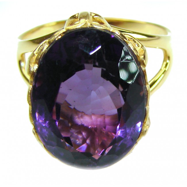 Dramatic design 8.8 carat AUTHENTIC Amethyst 14K Gold over .925 Sterling Silver Handcrafted Ring size 9 - photo 2