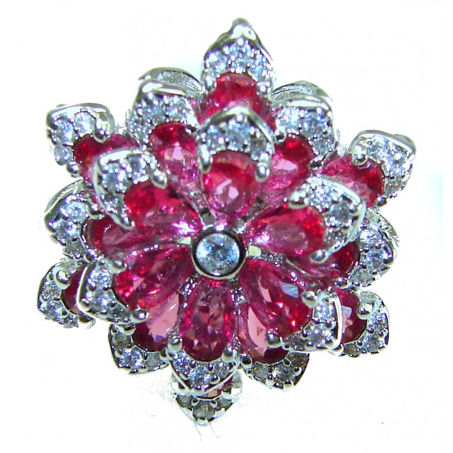 Wild Red Rose Natural 8.5 carat Ruby .925 Sterling Silver handmade Statement Ring size 6