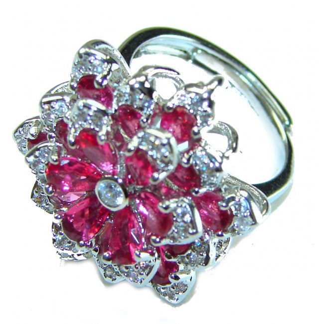 Wild Red Rose Natural 8.5 carat Ruby .925 Sterling Silver handmade Statement Ring size 6