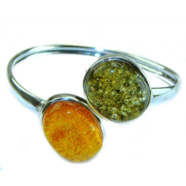 Stylish two colors Genuine Baltic Amber .925 Sterling Silver handamde Bracelet - photo 3