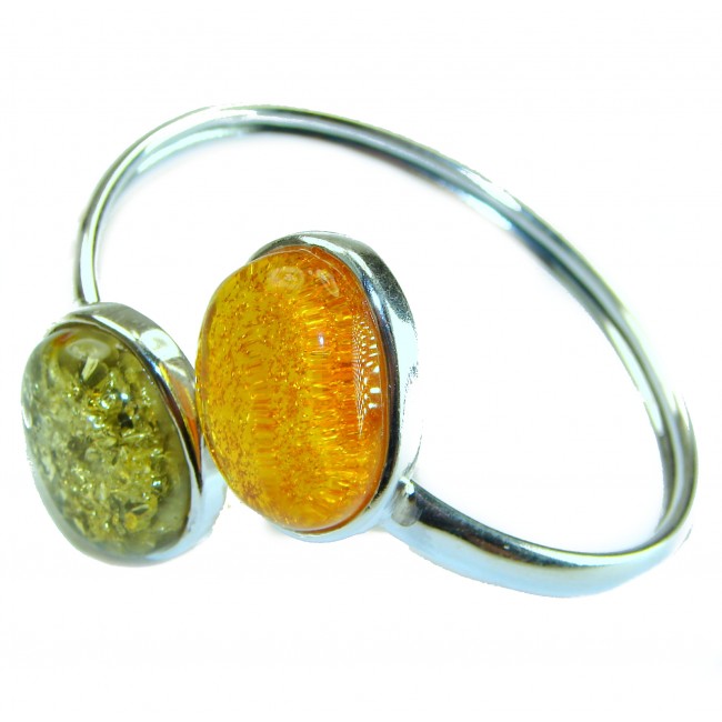 Stylish two colors Genuine Baltic Amber .925 Sterling Silver handamde Bracelet - photo 1