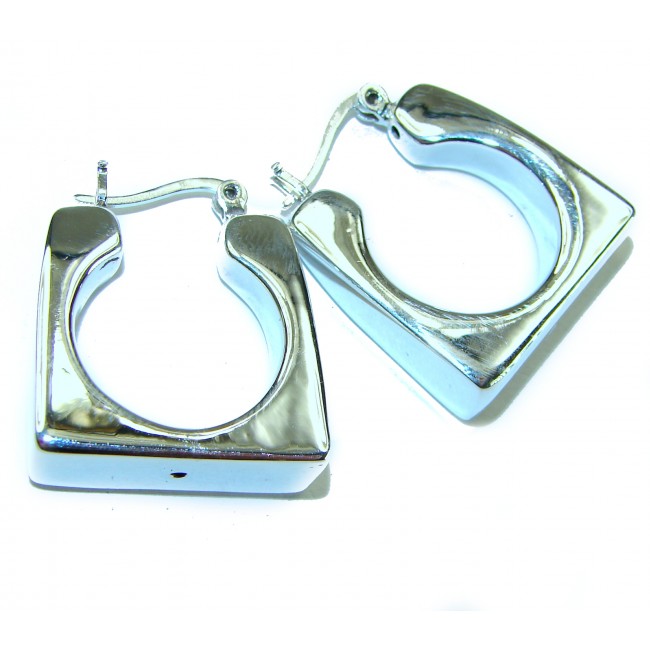Highly Polished Fancy Modern design .925 Sterling Silver Italy made Earrings - photo 3