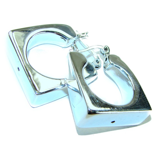 Highly Polished Fancy Modern design .925 Sterling Silver Italy made Earrings - photo 2