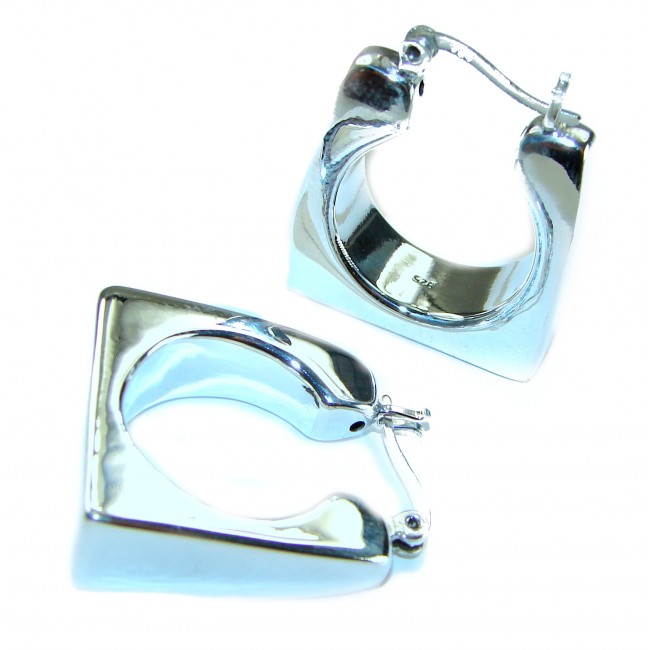 Highly Polished Fancy Modern design .925 Sterling Silver Italy made Earrings - photo 1