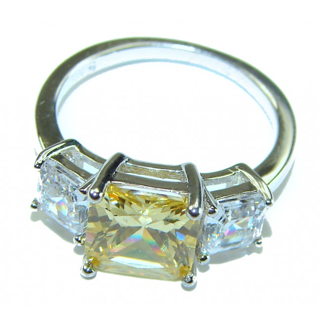 Endless Love 4.5 carat Heart cut Yellow Sapphire .925 Sterling Silver handcrafted ring; s. 7 - photo 2