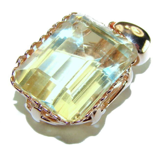 10.3 carat Lemon Quartz 14K Gold over .925 Sterling Silver handcrafted pendant