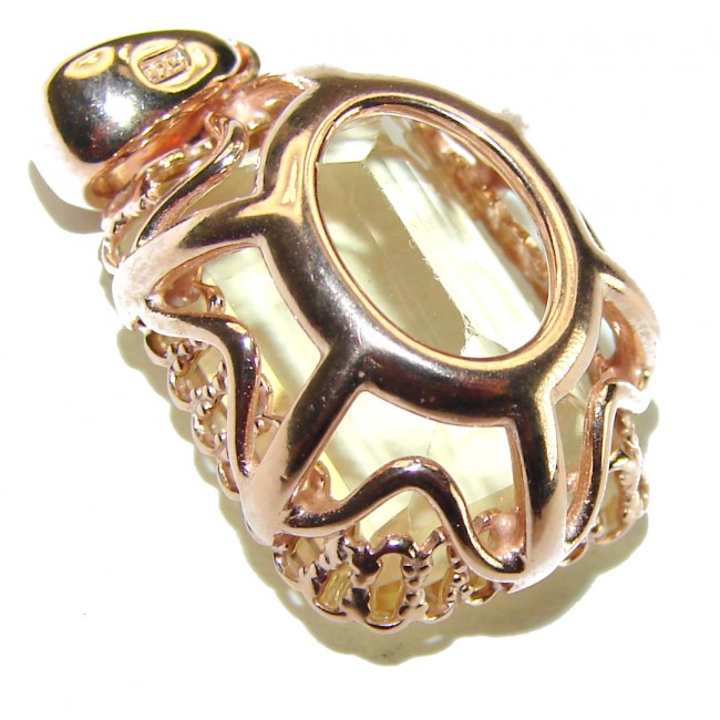 10.3 carat Lemon Quartz 14K Gold over .925 Sterling Silver handcrafted pendant