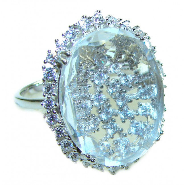 Catharsis natural 15.5 carat White Topaz .925 Sterling Silver handcrafted Ring size 9