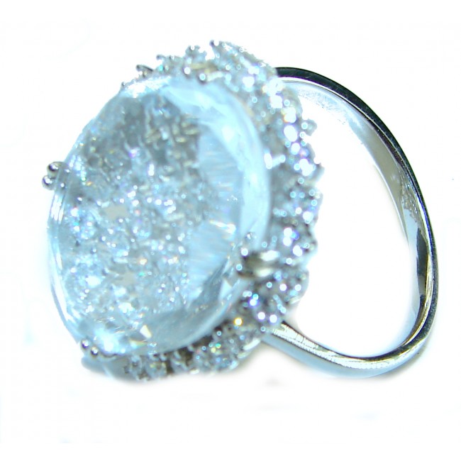 Catharsis natural 15.5 carat White Topaz .925 Sterling Silver handcrafted Ring size 9