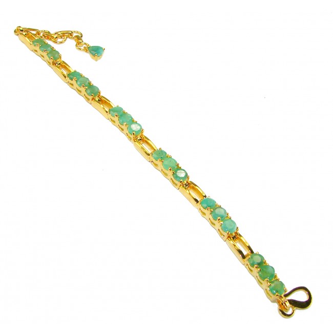 Green Royalty 17.2 carat natural Emerald 14K Gold over .925 Sterling Silver handcrafted Bracelet