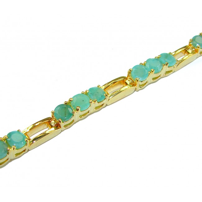 Green Royalty 17.2 carat natural Emerald 14K Gold over .925 Sterling Silver handcrafted Bracelet