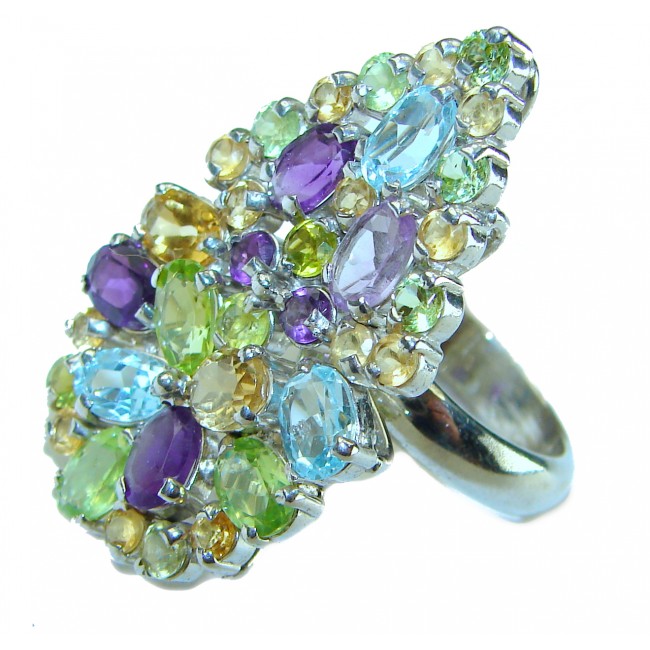 Serenity - Authentic 17.5 carat Multigem .925 Sterling Silver handcrafted Cocktail Ring s. 7 3/4 - photo 1