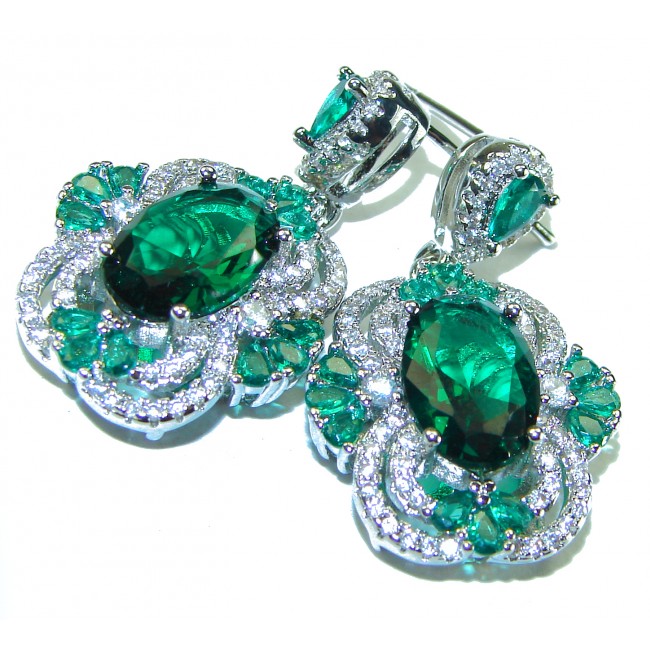 Very Unique 8.6 carat Chrome Diopside Rhodium over .925 Sterling Silver handcrafted earrings