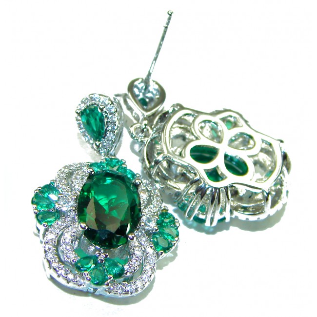 Very Unique 8.6 carat Chrome Diopside Rhodium over .925 Sterling Silver handcrafted earrings
