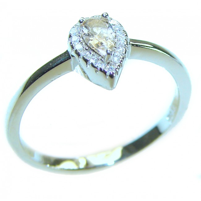 0.5 carat Pear cut Yellow Sapphire .925 Sterling Silver handcrafted ring; s. 6 3/4