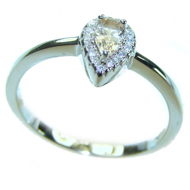 0.5 carat Pear cut Yellow Sapphire .925 Sterling Silver handcrafted ring; s. 6 3/4