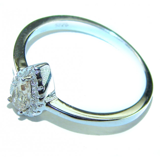 0.5 carat Pear cut Yellow Sapphire .925 Sterling Silver handcrafted ring; s. 6 3/4