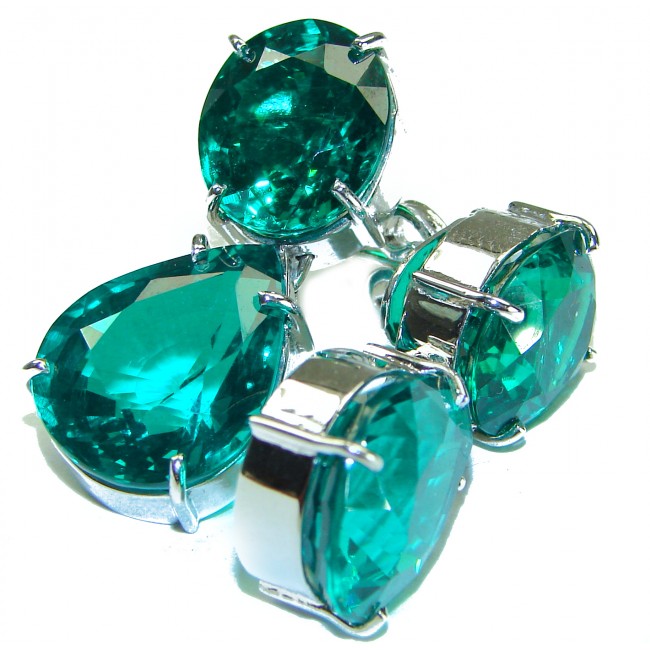 Real Beauty - 41.5 carat Green Topaz .925 Sterling Silver handcrafted Statement earrings