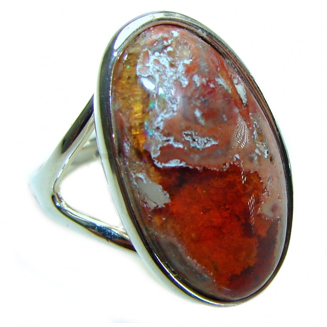 Bonefire Night best quality 11.5 carat Mexican Opal .925 Sterling Silver handmade ring 8 - photo 3